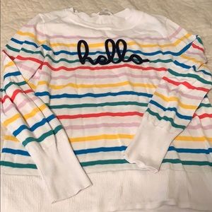 “Hello” Striped Sweater